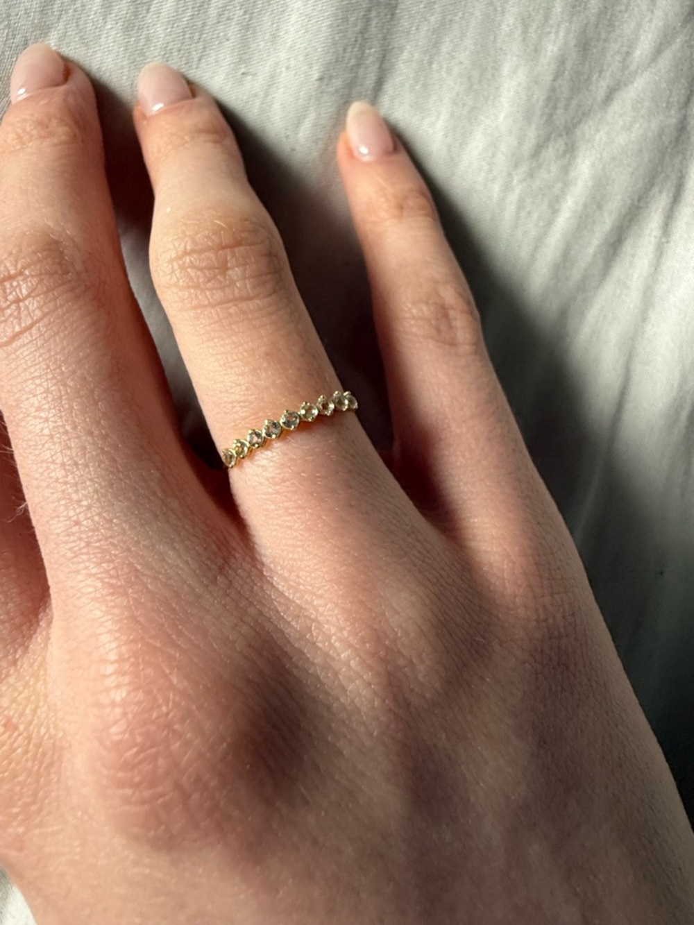 Delicate Gold White Topaz Stacking Ring - Women's Jewelry